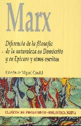 Marx Diferencia de la filosofa de la naturaleza en Demcrito y en Epicuro y otros escritos