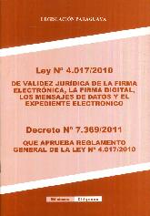 Ley N 4017/2010 de la validez Juridica de la firma electronica / Decreto N 7369/2011 que aprueba