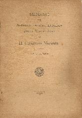 Mensaje del Presidente de la Repblica del Paraguay Doctor Eusebio Ayala  al H. Congreso Nacional