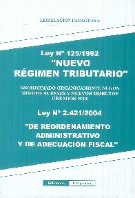 Que establece el nuevo regimen tributario Ley 125/1992