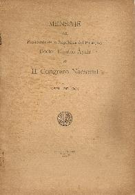 Mensaje del Presidente de la Repblica del Paraguay Doctor Eusebio Ayala  al H. Congreso Nacional