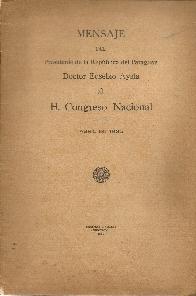 Mensaje del Presidente de l Paraguay Doctor Eusebio Ayala al H. Congreso Nacional