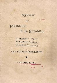 Mensaje del Presidente de la Repblica 1 Abril de 1914